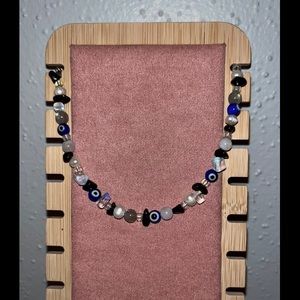 Handmade crystal evil eye anklet